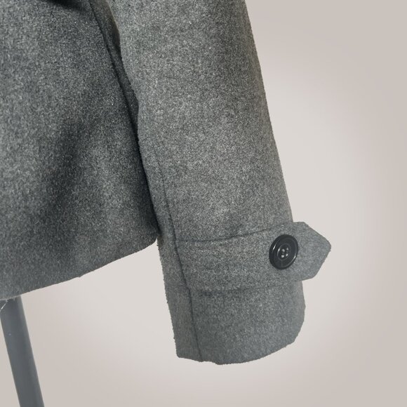 Grey, Lined, Double-Breasted Pea Coat or Driving Coat - Picture 6 of 7